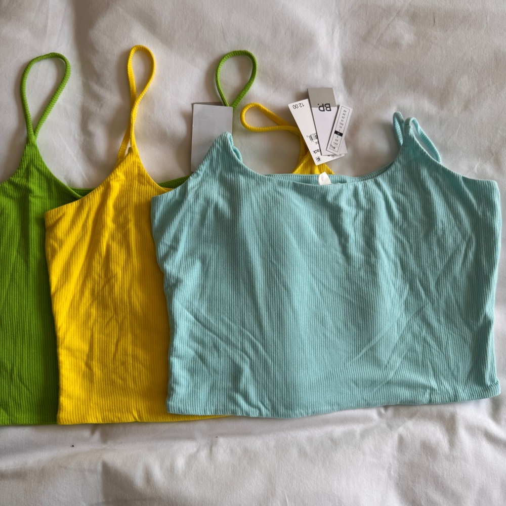 Bp Bundle - Ribbed Scoop Neck Cropped Tank Tops